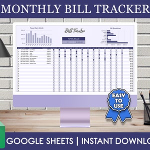 Bill Tracker Spreadsheet, Google Sheets Bill Tracking Template, Monthly Bills
