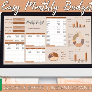 Monthly Budget Spreadsheet, Personal Finance, Financial planner, Budget Dashboard, Google Sheets Budget Template