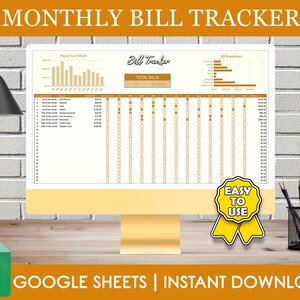 Bill Tracker Spreadsheet, Google Sheets Bill Tracking Template, Monthly Bills