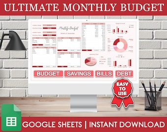 Ultimate Budget Spreadsheet, Sinking Funds, Bill Tracker, Expense Tracker, Financial Planner