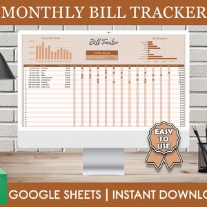 Bill Tracker Spreadsheet, Google Sheets Bill Tracking Template, Monthly Bills