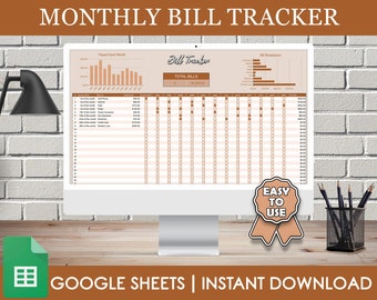 Bill Tracker Spreadsheet, Google Sheets Bill Tracking Template, Monthly Bills