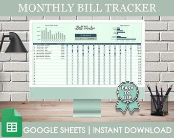 Bill Tracker Spreadsheet, Google Sheets Bill Tracking Template, Monthly Bills