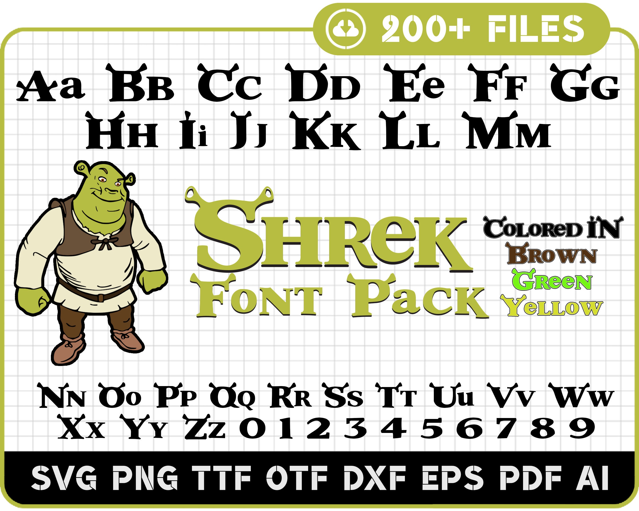Shrek Font Png Shrek Font Shrek Shrek Alphabet Shrek Etsy Finland | My ...