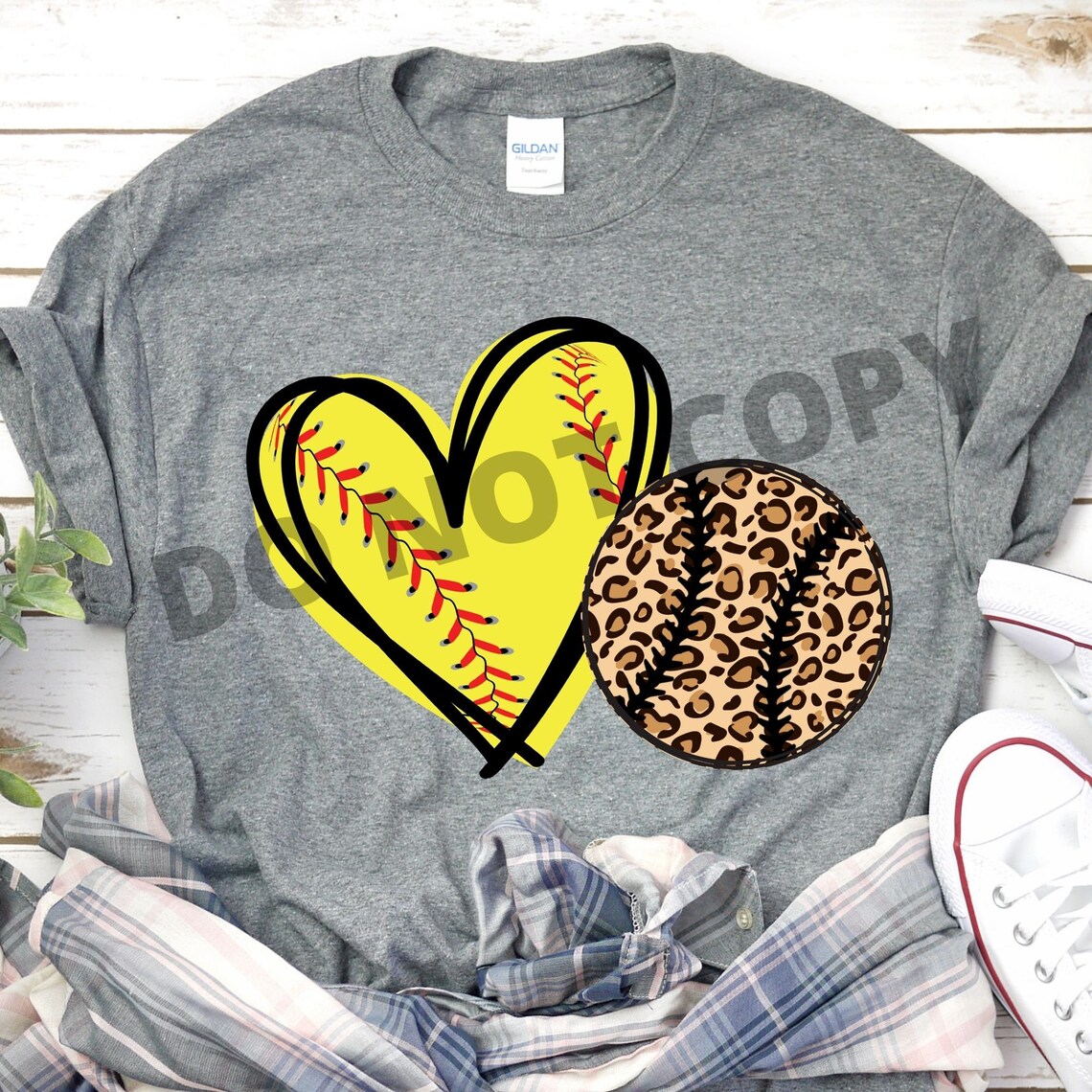 Love Softball T-Shirt Leopard Cheetah Heart Sports Screen | Etsy