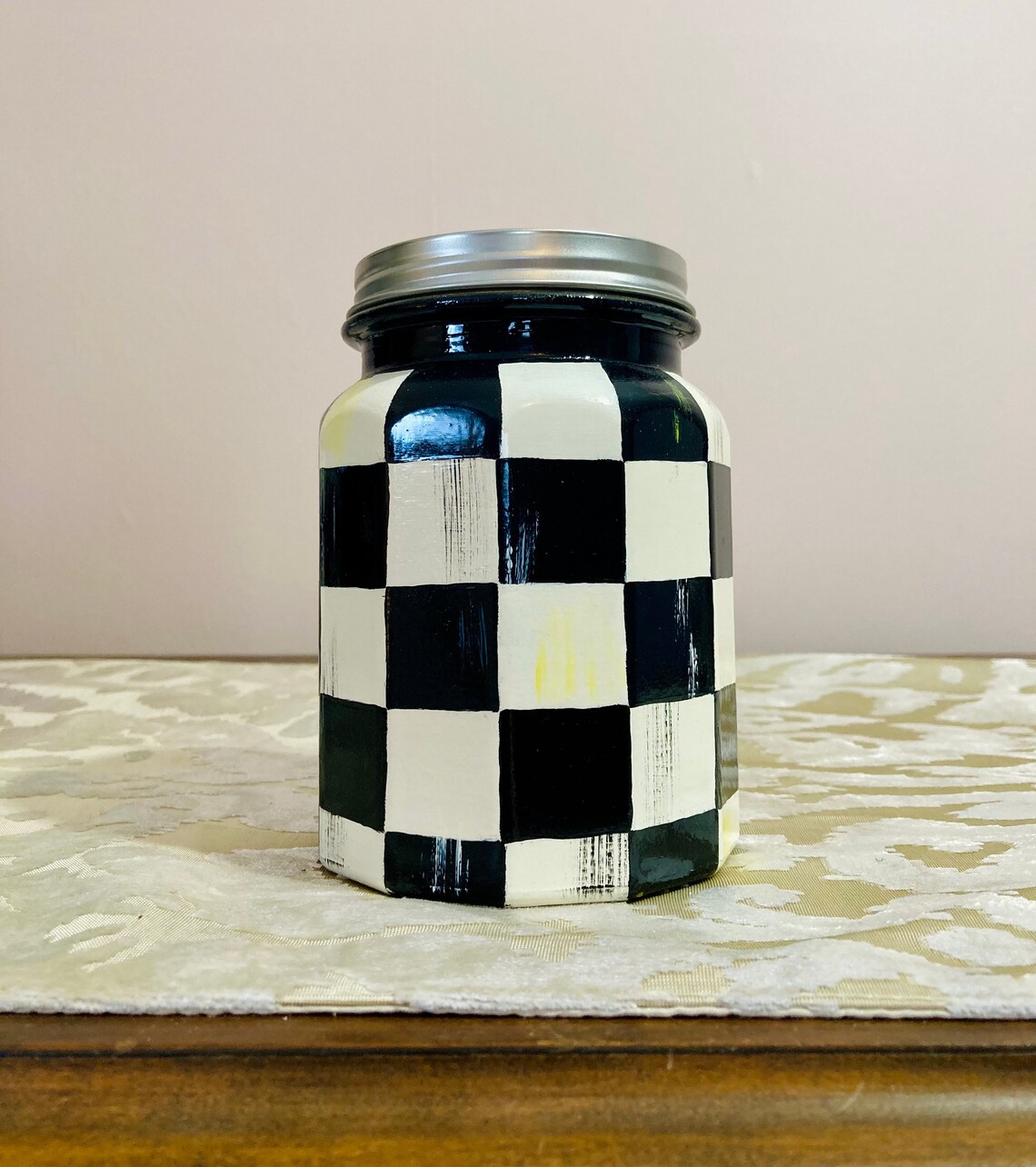 Checkered Glass Containers Set of 2 Etsy