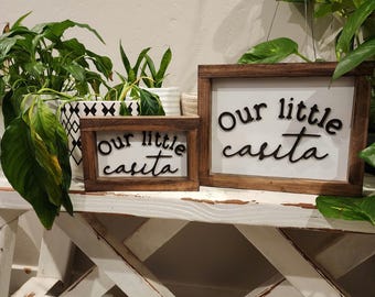 Our Little Casita, Spanglish, Wooden Sign, New House Present, Housewarming Gift for Home, Shelf Decor, Thoughtful