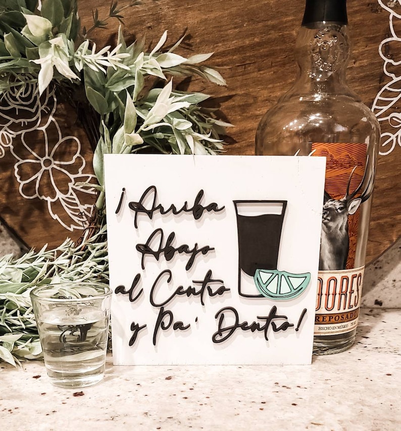 Arriba Abajo Al Centro Y Pa Dentro Bar Sign Wooden Decor Etsy