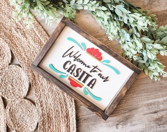 Welcome to our Casita, Home Wooden Sign, Spanglish Decor, Housewarming Present