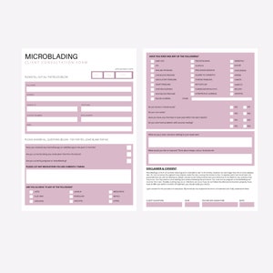 Microblading Consultation Form UK (print only) editable version also available in shop