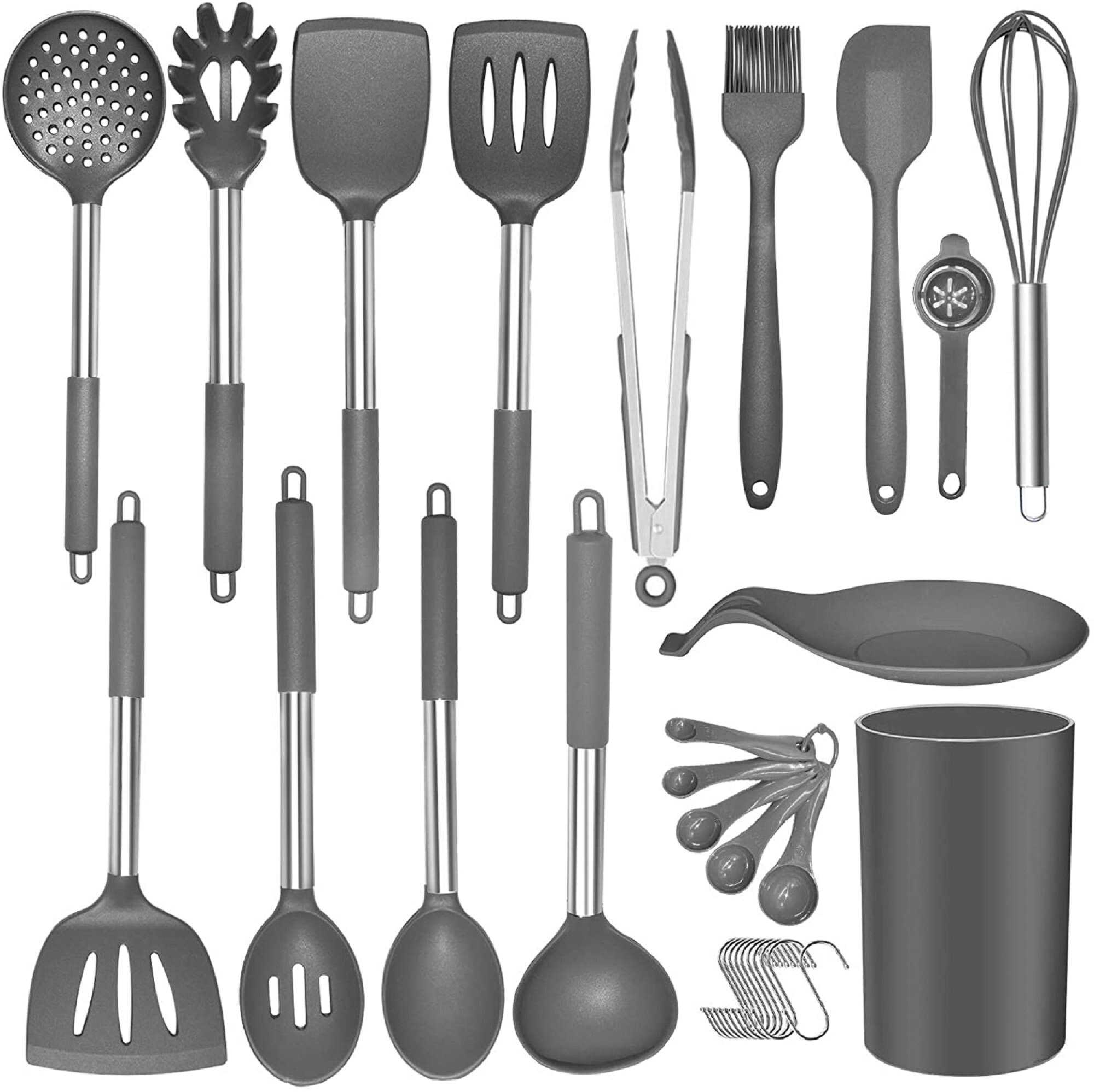 Silicone Cooking Utensil Set Set Stainless Steel Handle Etsy