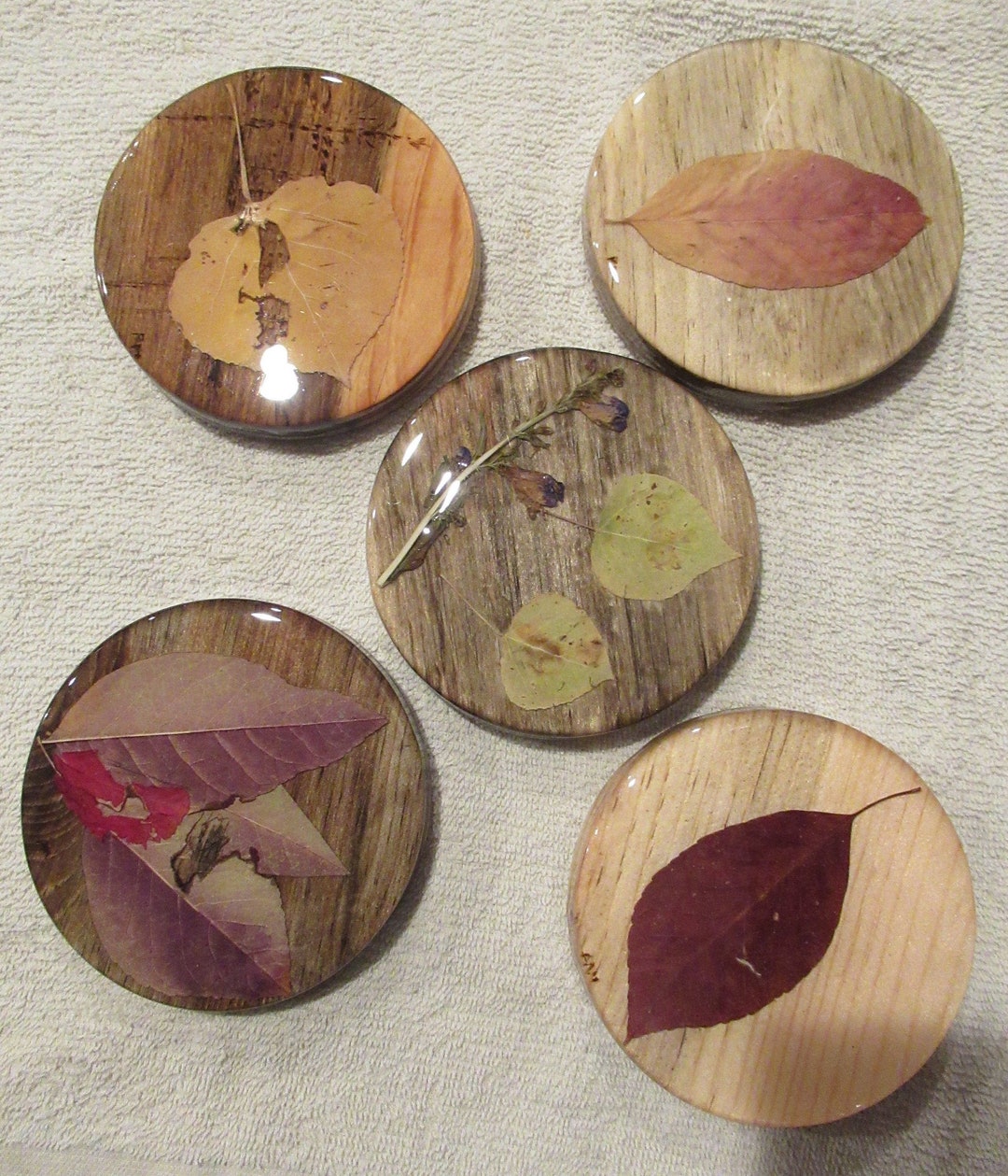 Leaf Collection - Wooden Epoxy Coasters With Cork Bottom - Etsy
