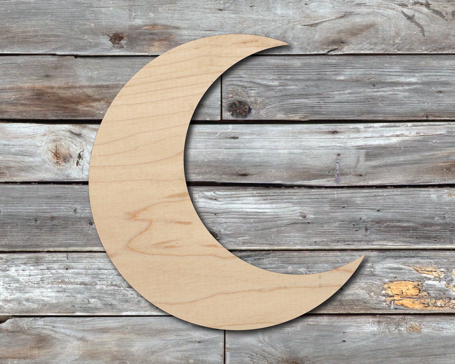 Moon Shape Wood Cutout Wooden Craft Home Decor Laser Cut Etsy