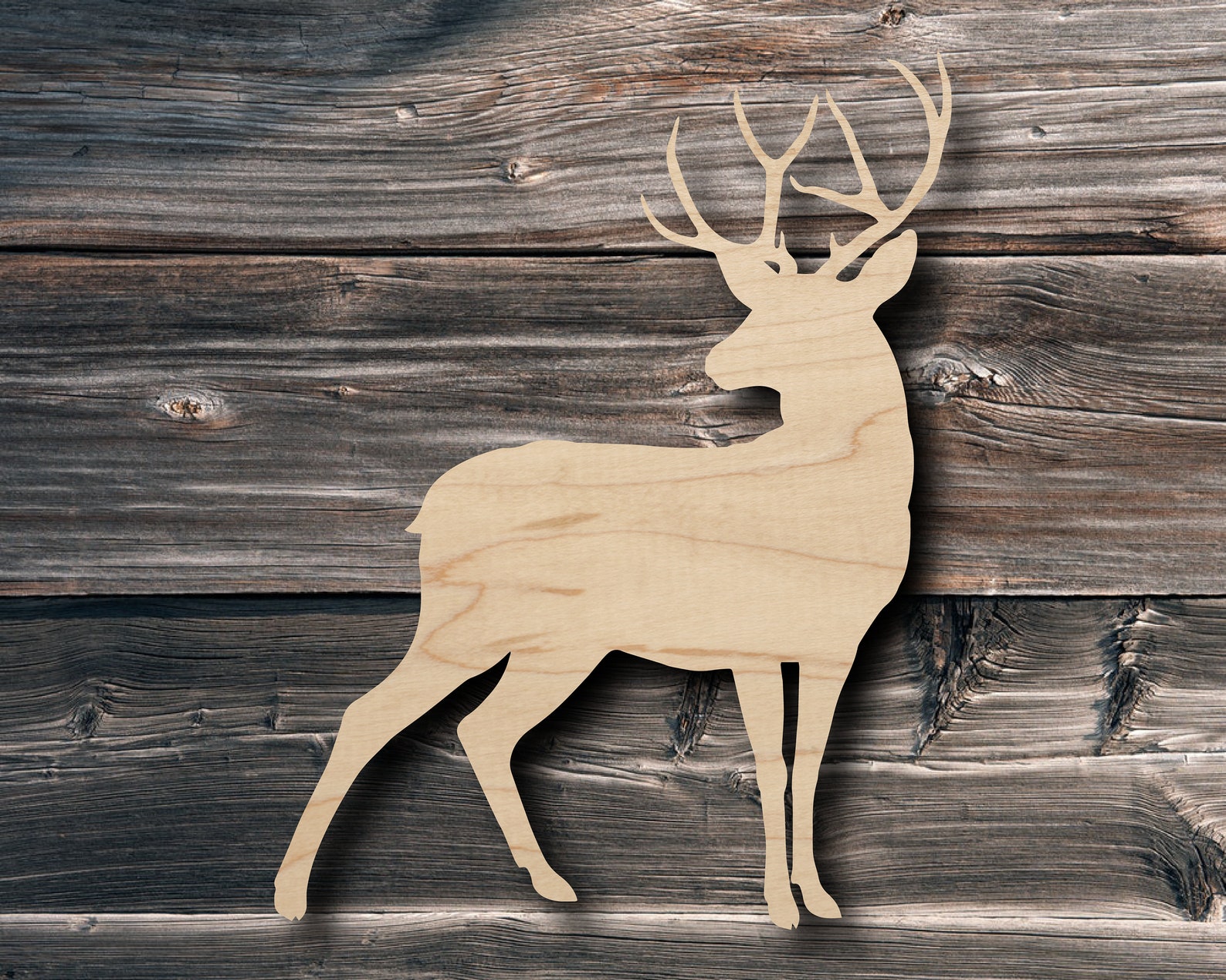 Deer Wood Cutout Wooden Craft Shape Home Decor Laser Cut Etsy