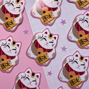 Lucky Cat Sticker | Manekineko I Sticker | Cat sticker | Ghost cat art | Ghost cat
