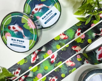 Koi Pond | Washi Tape | Cute Fish Washi Tape | notebook | Journaling | Type | Kawaii Stationery | 1.5cm x 10m | Cat I ghost cat species
