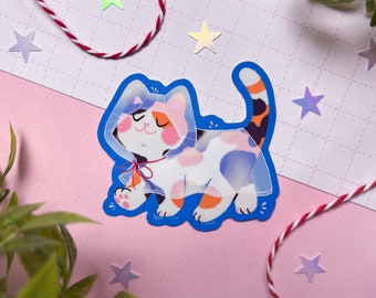 Rainy Cat Sticker I Raincoat I Sticker I Vinyl I Cat sticker | Ghost cat art | Ghost cat | Calico