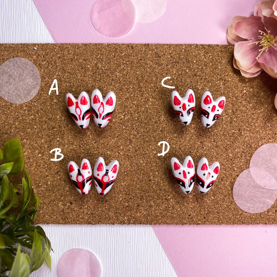 Kitsune Mask earrings Clay Earrings Fox Earrings Japan Etsy