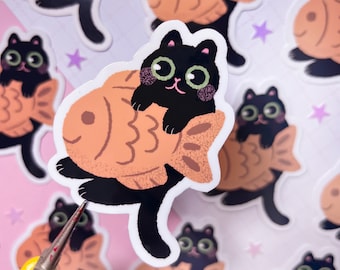 Taiyaki Cat Sticker | Taiyaki I Sticker | Cat sticker | Ghost cat art | Ghost cat