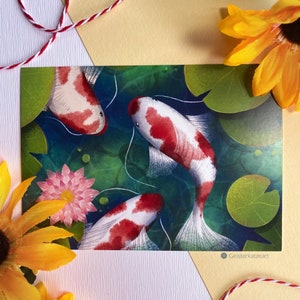 Koi Pond | Calm | Fish | Postcard | Art Print | Japan I Water Lily | Geisterkatzeart | Geisterkatze