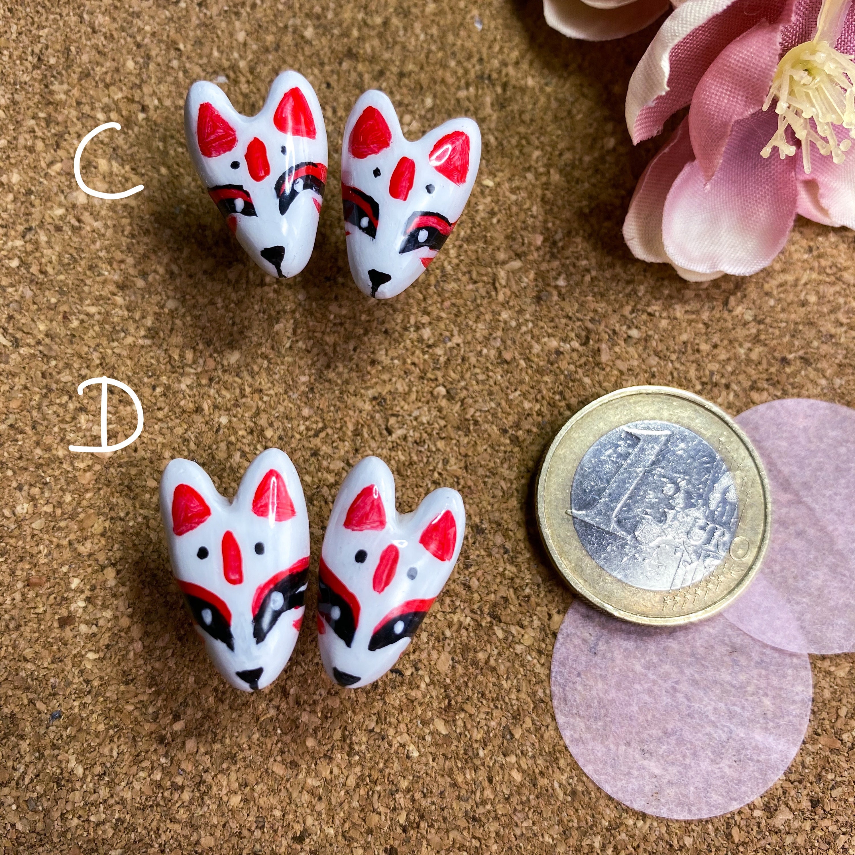 Kitsune Mask earrings Clay Earrings Fox Earrings Japan Etsy