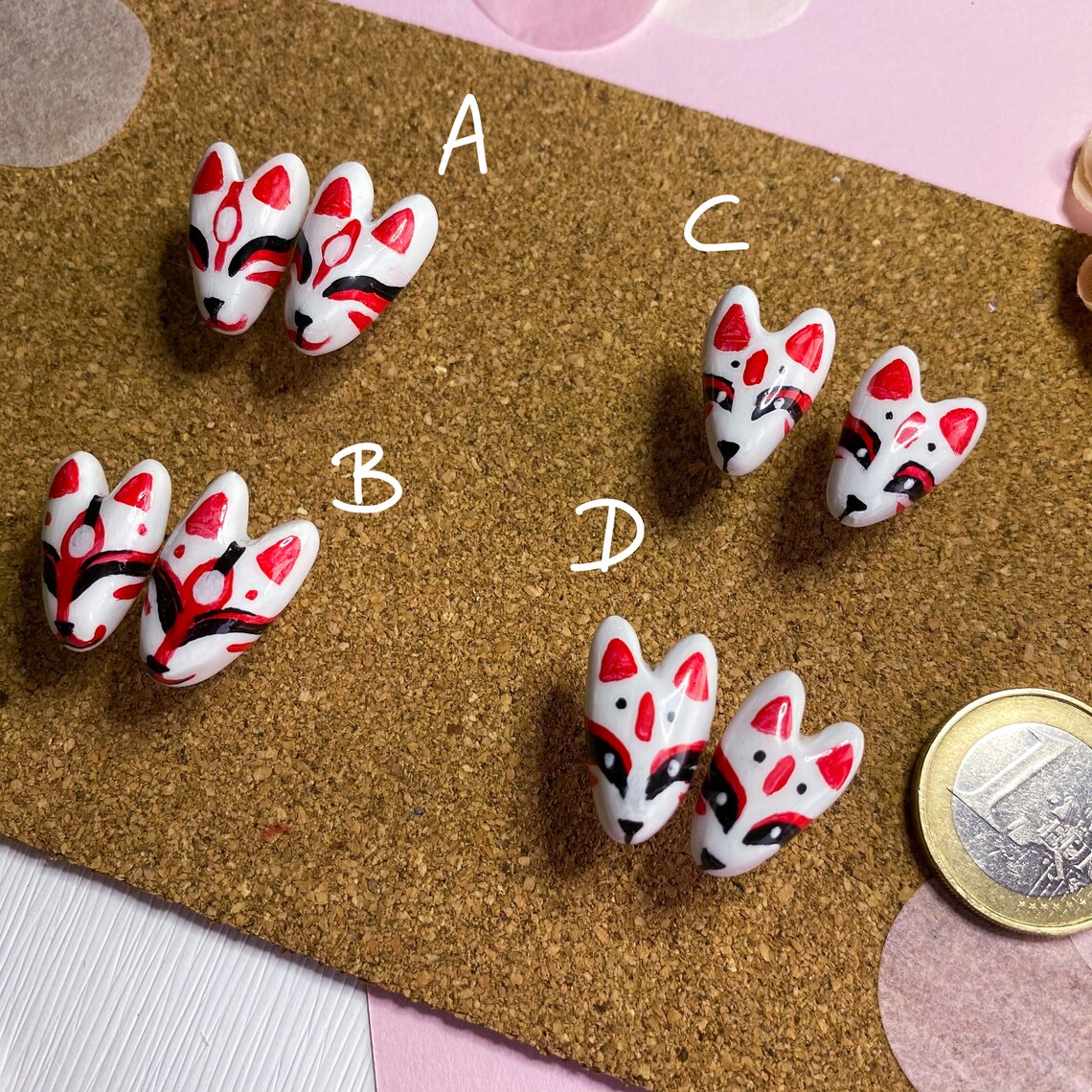 Kitsune Mask earrings Clay Earrings Fox Earrings Japan Etsy