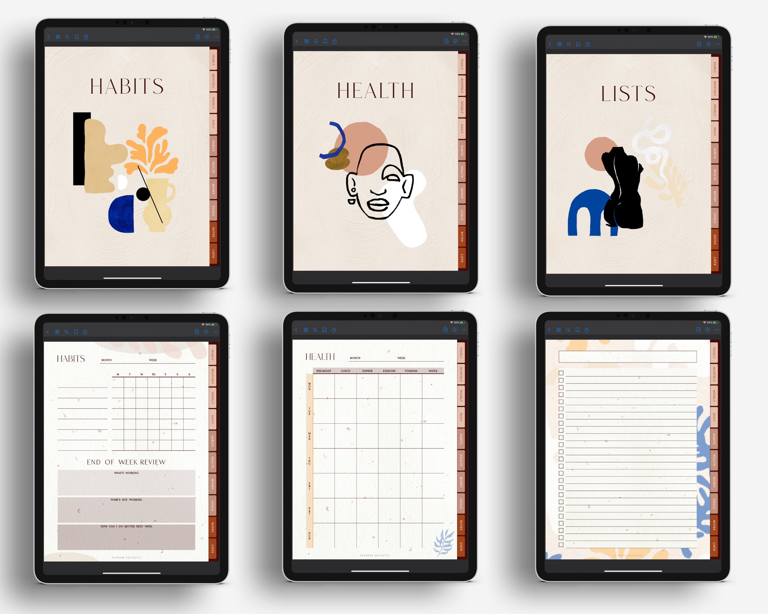 Undated Digital Planner With Hyperlinks, Matching Stickers, for ...