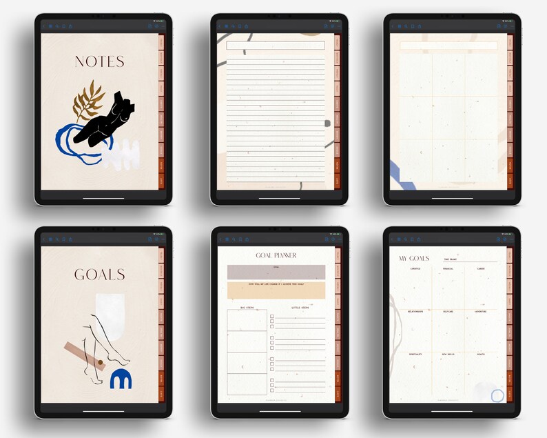 Undated Digital Planner With Hyperlinks, Matching Stickers, for ...