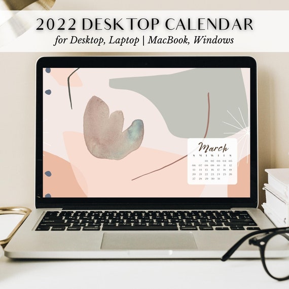 Aesthetic Desktop Wallpaper, 12 Month, 2022, Pink Abstract Boho Calendar for  Laptop and Computer, Watercolor, Mac, Windows - Etsy