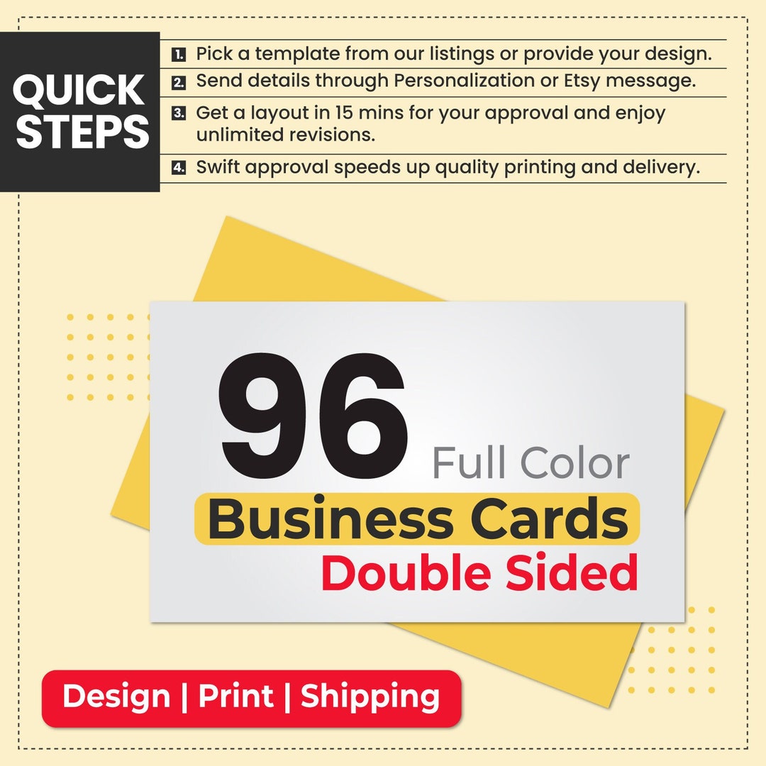 96 Full Color Business Card Printing With FREE Custom Design & FREE