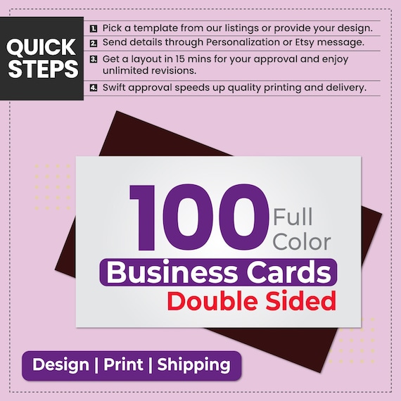 100 Full Color Business Cards Printing, Minimalist Biz Card, Double Sided Office Visiting Cards, Free Custom Design With Free Shipping