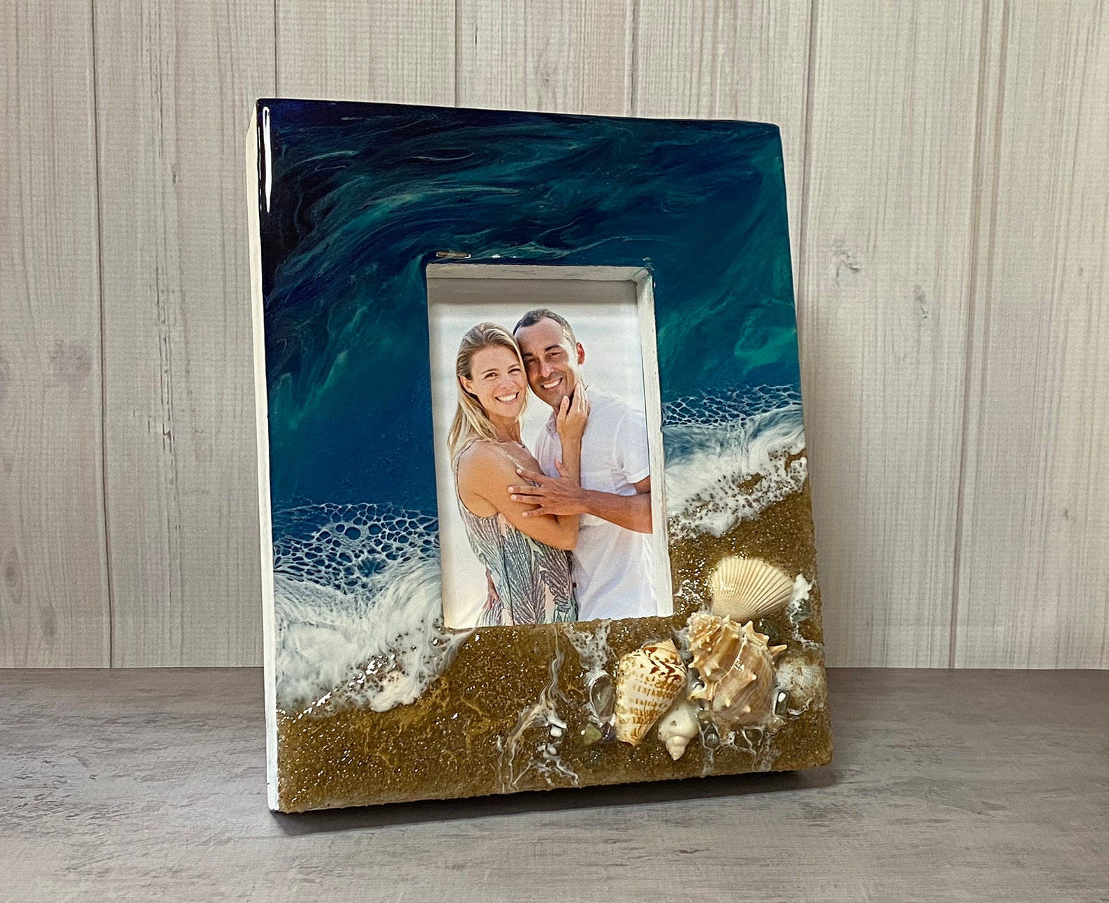 Resin Beach Photo Frame 4x6 Photo Ocean Art Resin Art Etsy
