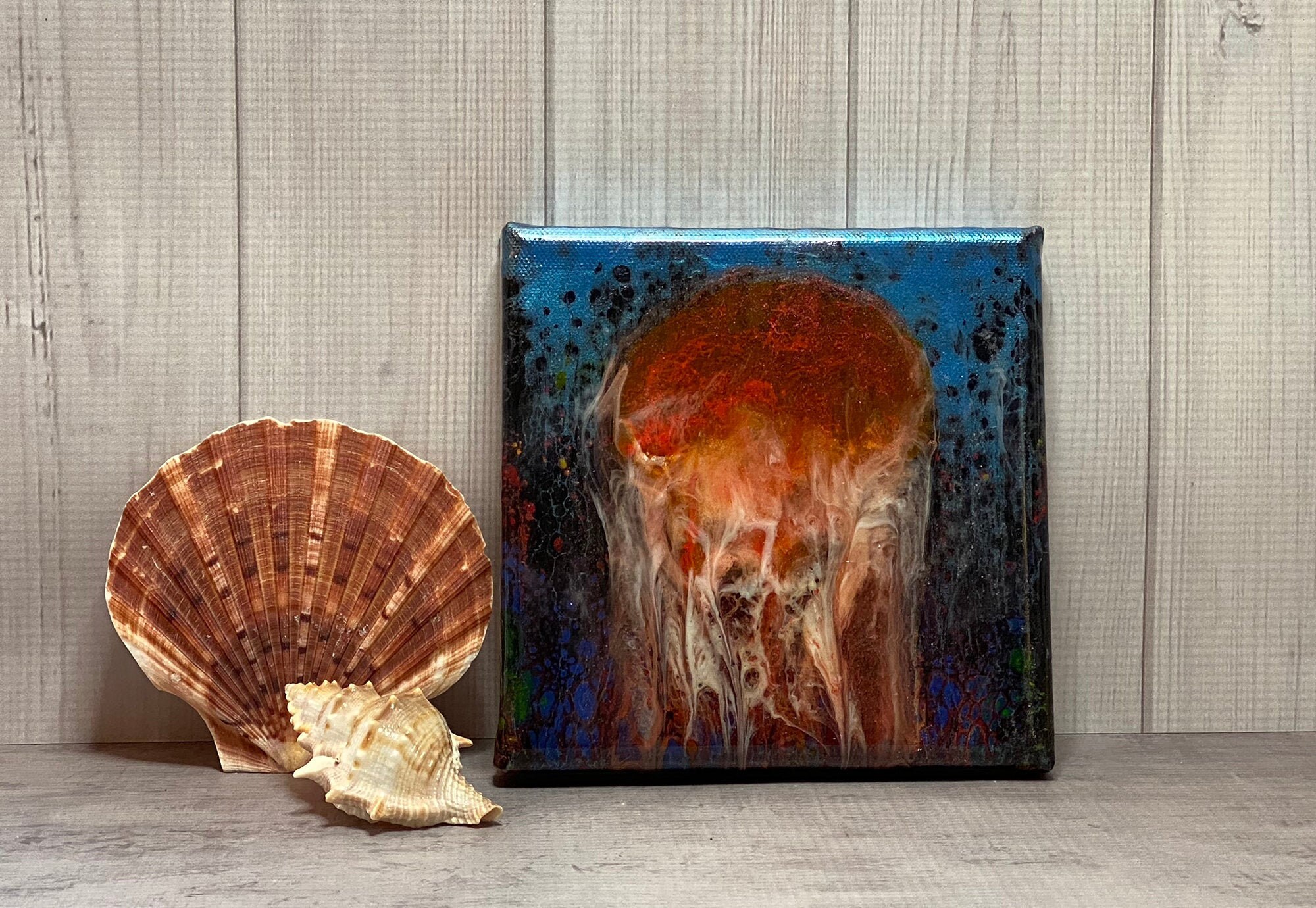 Jellyfish Resin Art Ocean Art Beach Decor Seascape Coastal Etsy