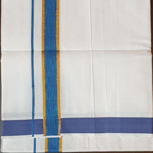 Mens Dhoti - Traditional White Cotton Dhoti with Fancy Borders, Perfect for Weddings & Religious Festivals - Unique Cultural Gift