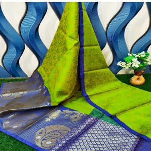 Women&#39;s Sarees: Beautiful Silk Weaving Saree With Unstitched Blouse For Women Wedding /Party Wear Indian saree