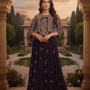 Fully Stitch Ready made Women Party Wear Designer Long Gown - Wine