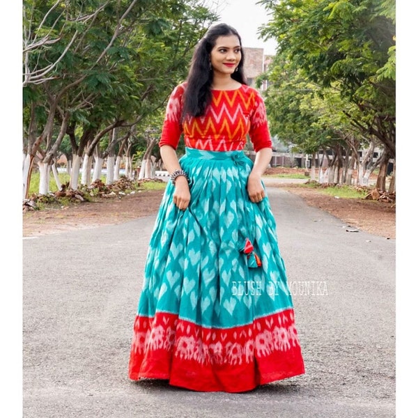 Ready To Wear Fully Stitched Silk Printed Lehenga with Top for Women/Girls