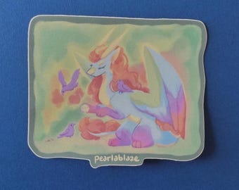 Pegatina de dragón de pájaros arcoíris / criatura fantástica / impermeable / pegatina de vinilo / diario / portátil / perlablaze