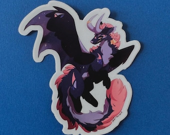 Gala: Pegatina de dragón Star-Catcher / Criatura fantástica / Impermeable / Vinilo mate / Diario / Portátil / Pearlablaze