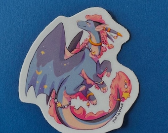 Pink Moon dragon sticker | fantasy creature | waterproof | vinyl sticker | journal | laptop | pearlablaze
