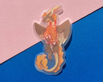 Autumn sweater dragon clear sticker | fantasy creature | waterproof | vinyl sticker | journal | laptop | pearlablaze