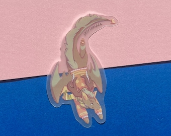 Pastel sweater dragon clear sticker | fantasy creature | waterproof | vinyl sticker | journal | laptop | pearlablaze