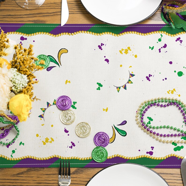 mardi gras beaded table runner