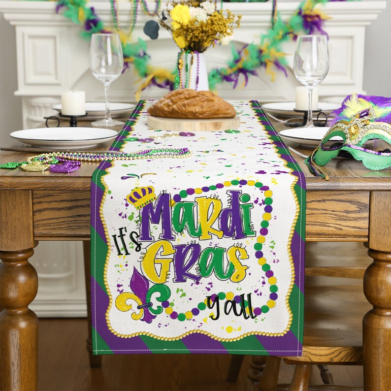 Mardi Gras Table Runner 13 X 72 Inch Etsy