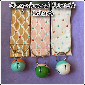 Cute Gingerbread Adjustable Fursuit Collars with Matching Bells