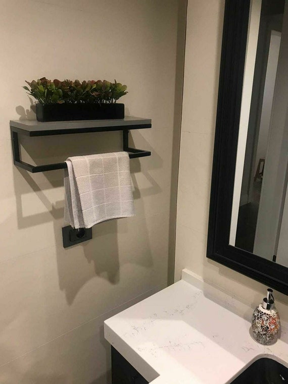 Modern Wall Mounted Towel Holder With Shelf Towel Bar Holder Etsy