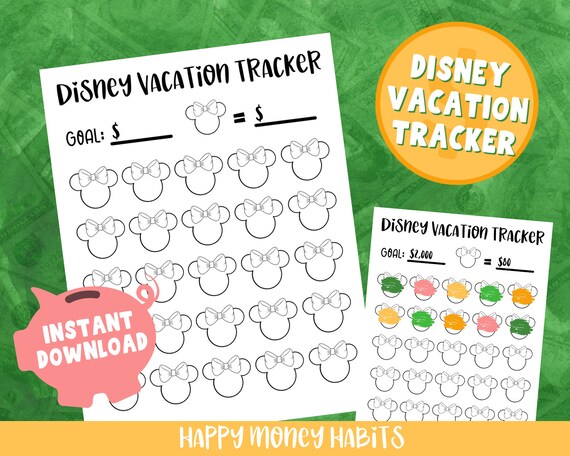 Disney Vacation Savings Tracker Coloring Page Disney Vacation | Etsy