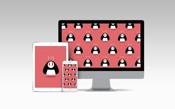 No Face Onigiri Mobile Tablet Pc Wallpaper Spirited Away Etsy
