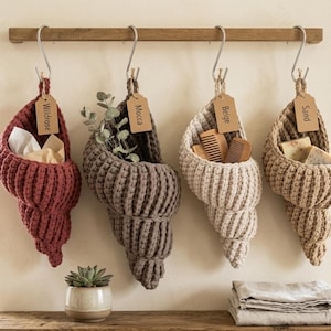 Hängekorb Muschel Muschelkorb  " Spiral Shell " Boho Marine Aufbewahrung Deko fürs Bad