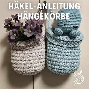Crochet pattern hanging basket for folding hanging basket basket - for beginners - crochet basket modern PDF German DIY instant download